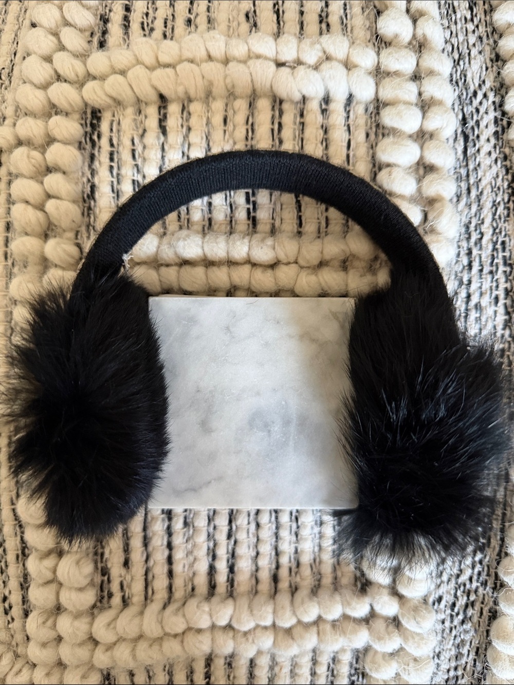 Michael Kors Black Faux Fur Ear Muffs